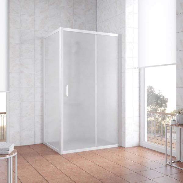душевой уголок vegas glass zp+zpv 110*70 01 10 профиль белый, стекло сатин