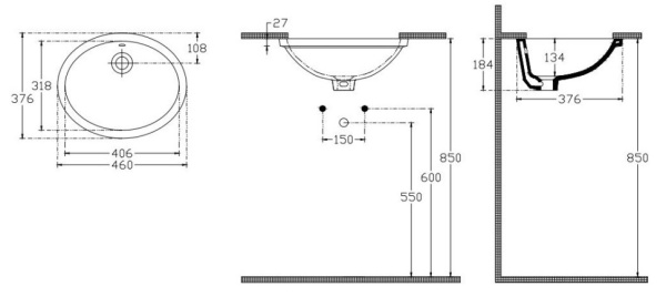 раковина isvea soluzione 10ar77046sv накладная, 46x37.6 см, белый