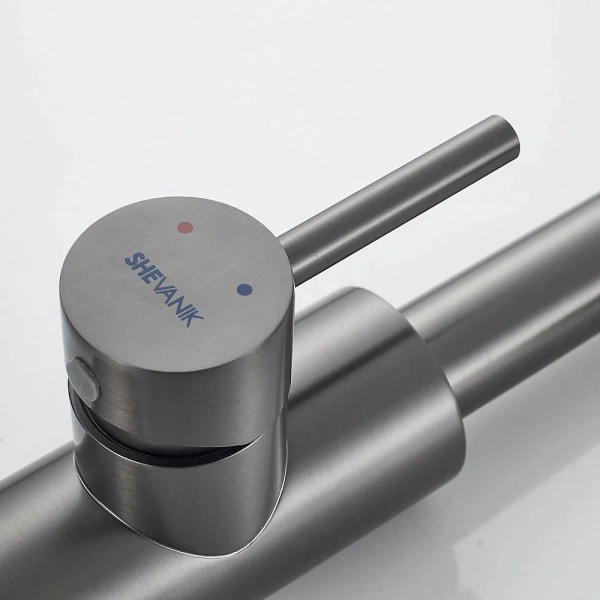 смеситель для кухни shevanik s263t с выдвижным изливом, оружейная сталь