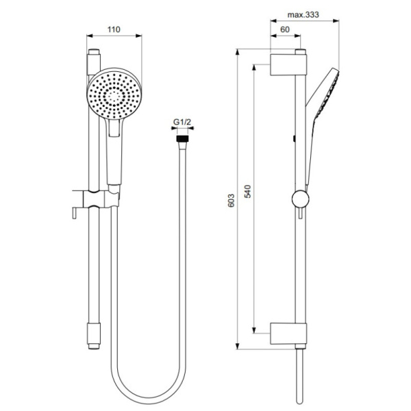 душевой гарнитур со штангой ideal standard idealrain evo b2233aa
