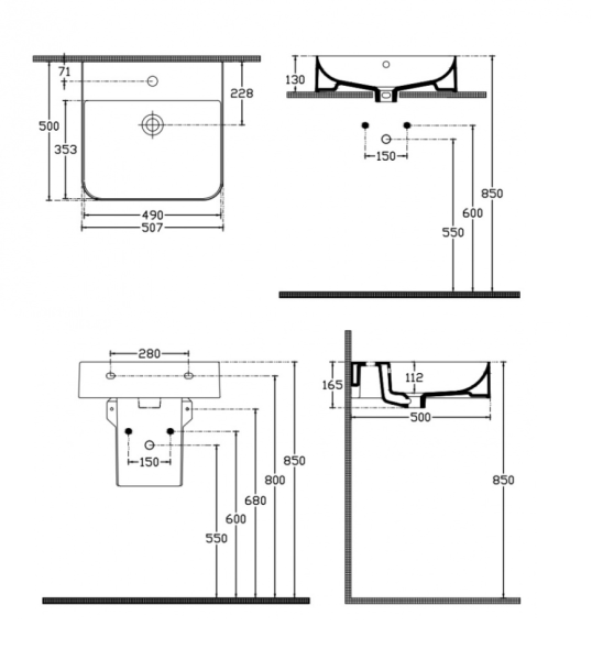 раковина isvea sott'aqua 10sq51051sv накладная, 50.7x50 см, белый