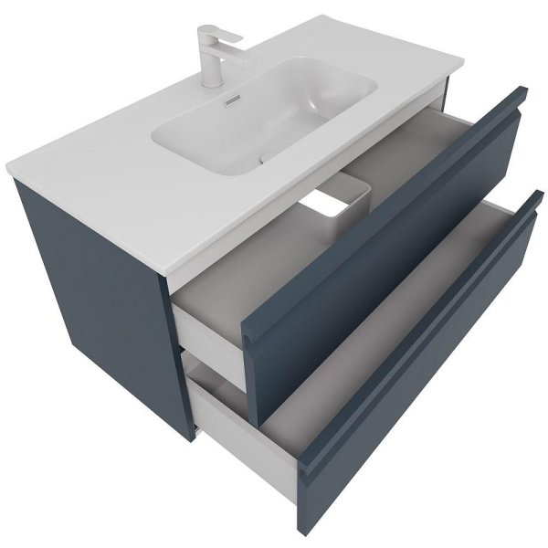 тумба с раковиной aquatek вега 100 aq77100-mg подвесная серая матовая