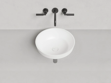 раковина salini marea 03 1802203m полувстраиваемая, ø41.5 см, из искусственного камня s-stone, белая матовый