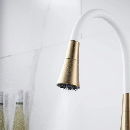 смеситель для кухни rose r213g с гибким изливом, золотой матовый