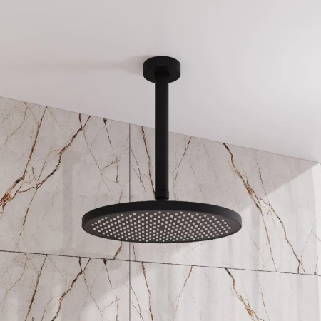 кронштейн для верхнего душа в потолок, круглый, черный матовый, optima home (oph20bri61)