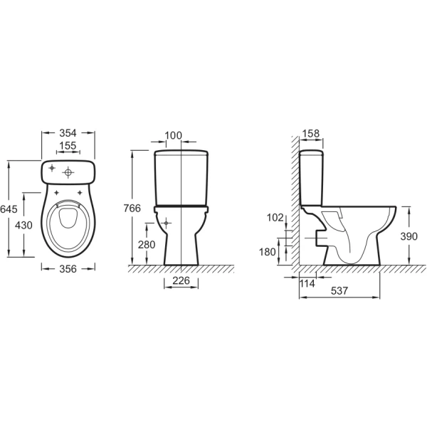 унитаз-компакт jacob delafon patio ujv102-00 | etb212-00 | e70021-00 безободковый, с сиденьем микролифт, белый