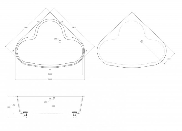 акриловая ванна belbagno 150х150 bb07 без гидромассажа акриловая ванна belbagno 150х150 bb07 без гидромассажа