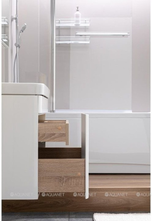 тумба с раковиной aquanet софия 105 212588 подвесная белый глянец