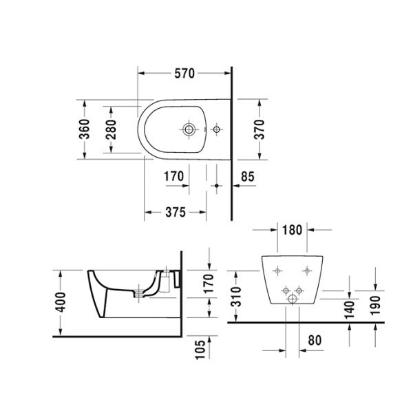 биде подвесное duravit me by starck 22881500001 цвет белый