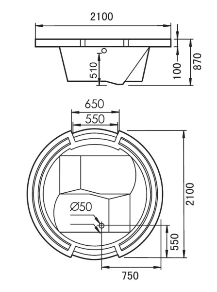 акриловая ванна gemy g9060 b гидромассажная, 210х210х87 см, встраиваемая, белая