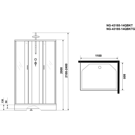 душевая кабина niagara classic 110х80 ng-43185-14qbktg с гидромассажем