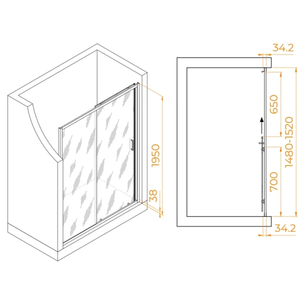 душевая дверь в нишу rgw passage pa-14в 41081415-14 150х195, профиль черный
