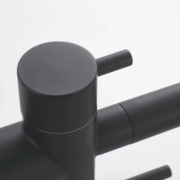 смеситель для кухни shevanik s178h с подключением к фильтру, гибким изливом, черный матовый