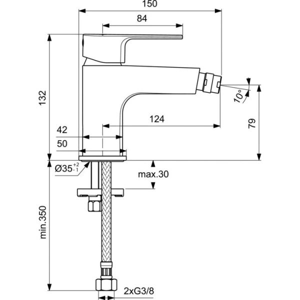 смеситель ideal standard cerafine d bc690aa для биде, без донного клапана, хром