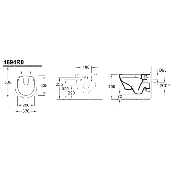 унитаз villeroy&boch architectura 4694hr01 подвесной, с сиденьем микролифт, белый