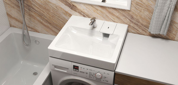 раковина azario slim new cs00086608 на стиральную машину, 60х60 см, белая