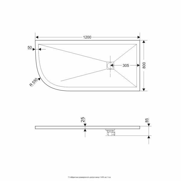душевой поддон из искусственного камня rgw stone tray st/ar-0128g, 120×80 см 16154128-02r графит